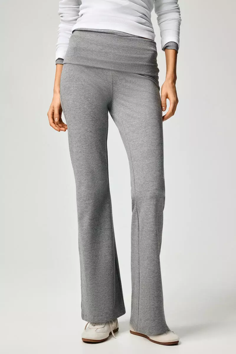 Foldover-waist cotton trousers