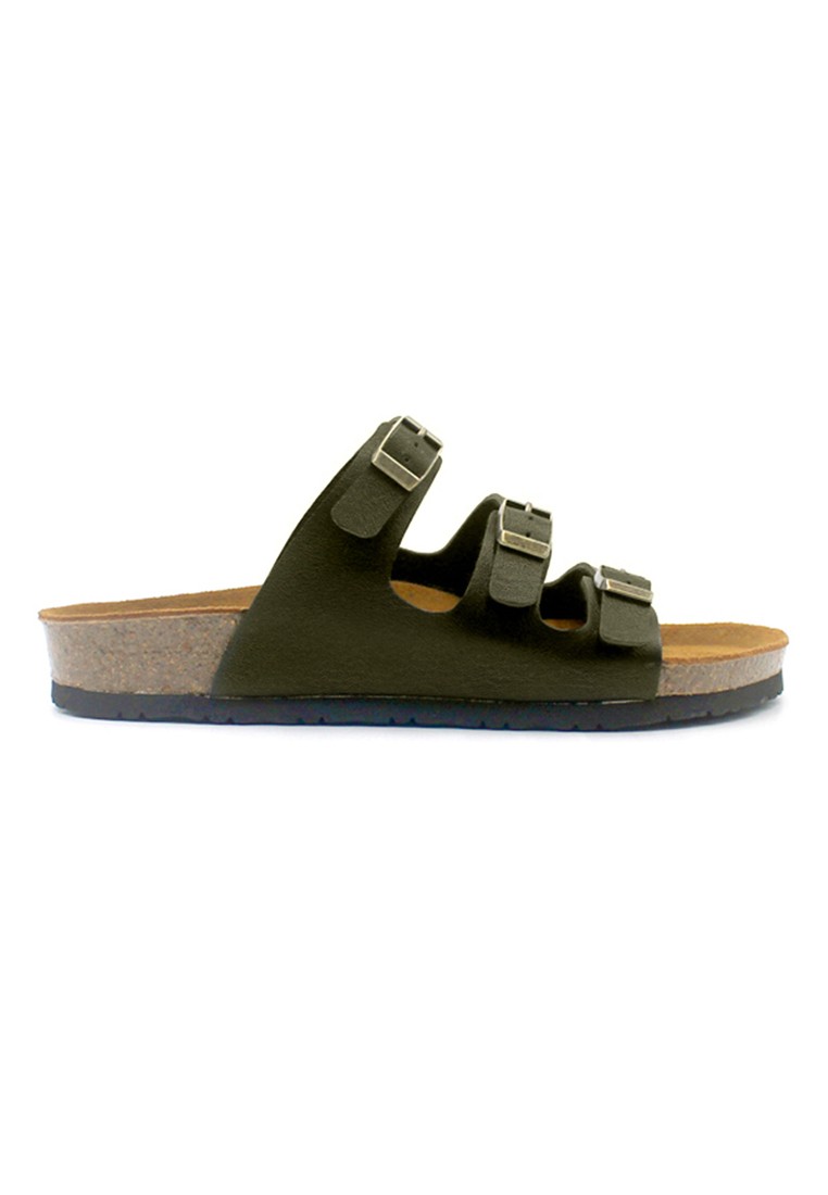 Ely - Khaki Leather Sandals & Flip Flops