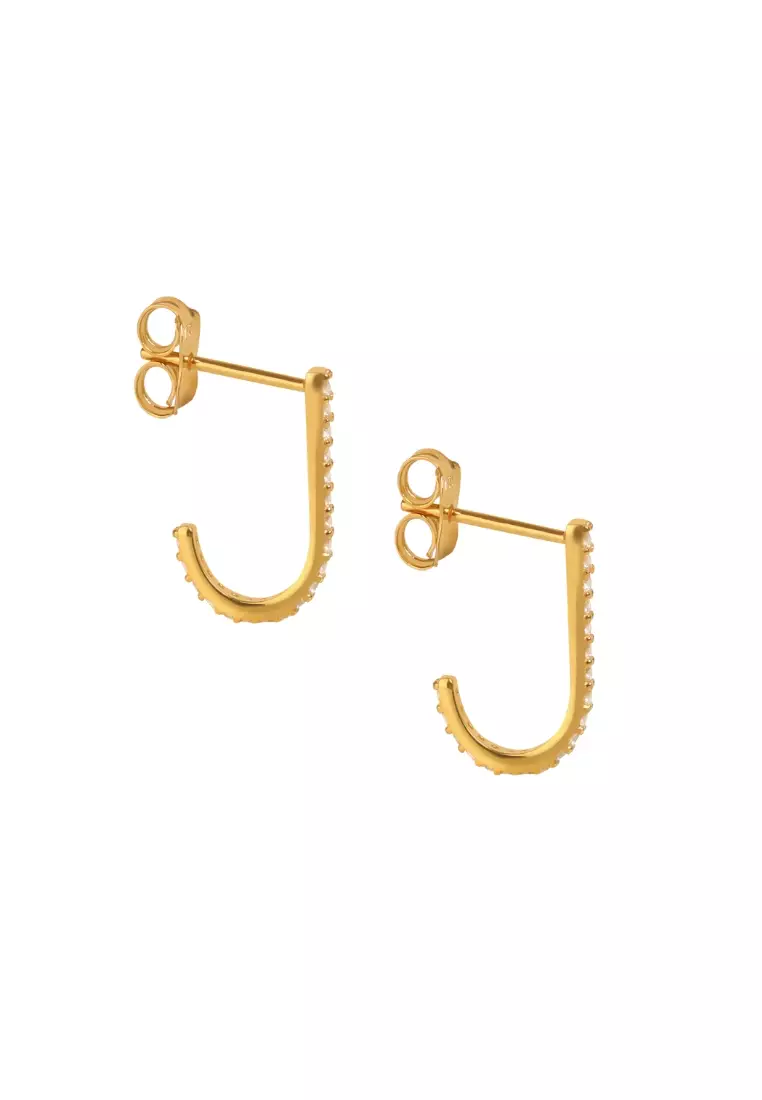  J Hook Studs 18k Gold