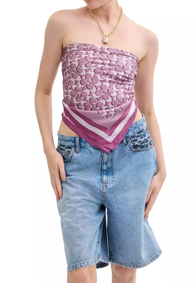 Signature Print Silk Square Scarf in Jasmine C8362