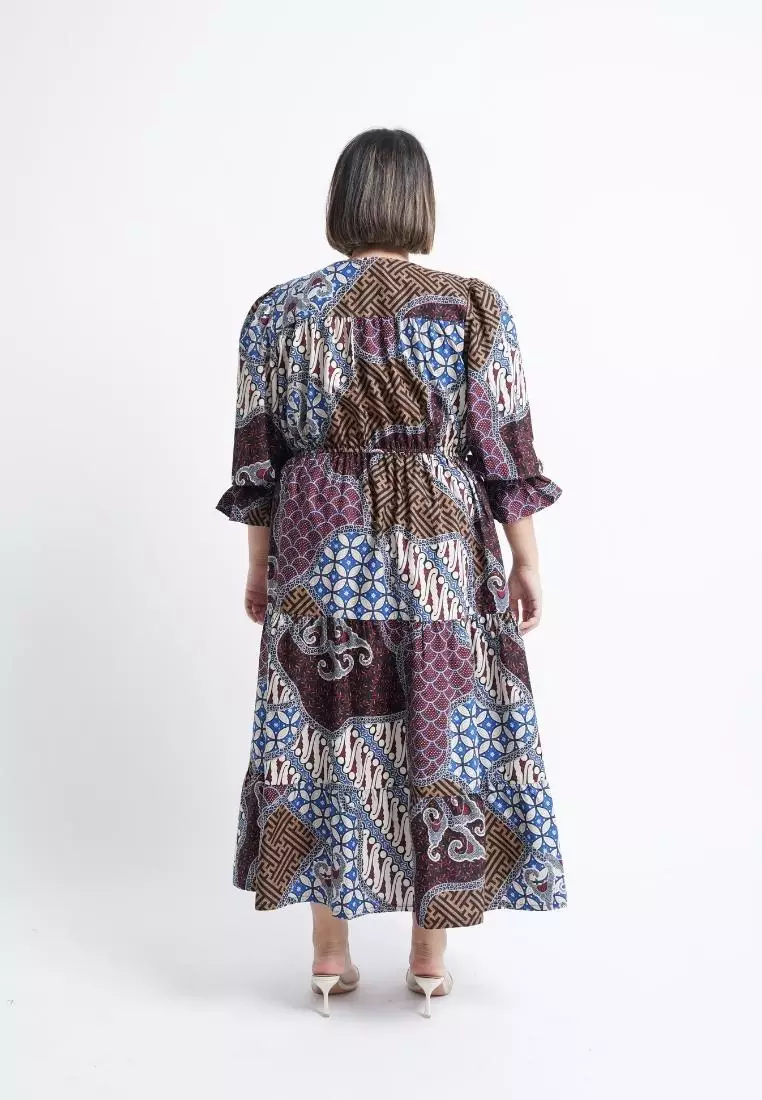 plus size ayunda batik dress purple