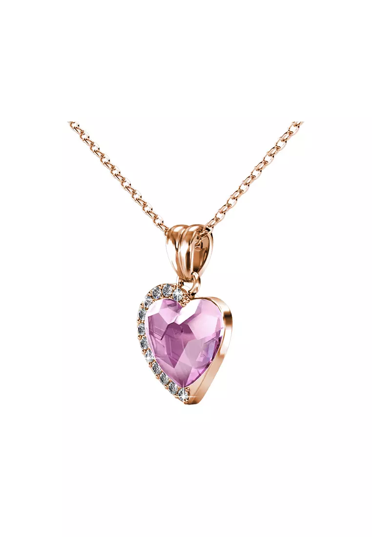 Fond Love Pendant Light Pink RG - Kalung Crystal Swarovski by Her Jewellery