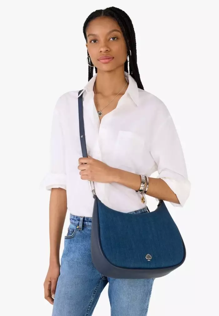 Kayla Denim Large Shoulder Bag Blue Multicolor