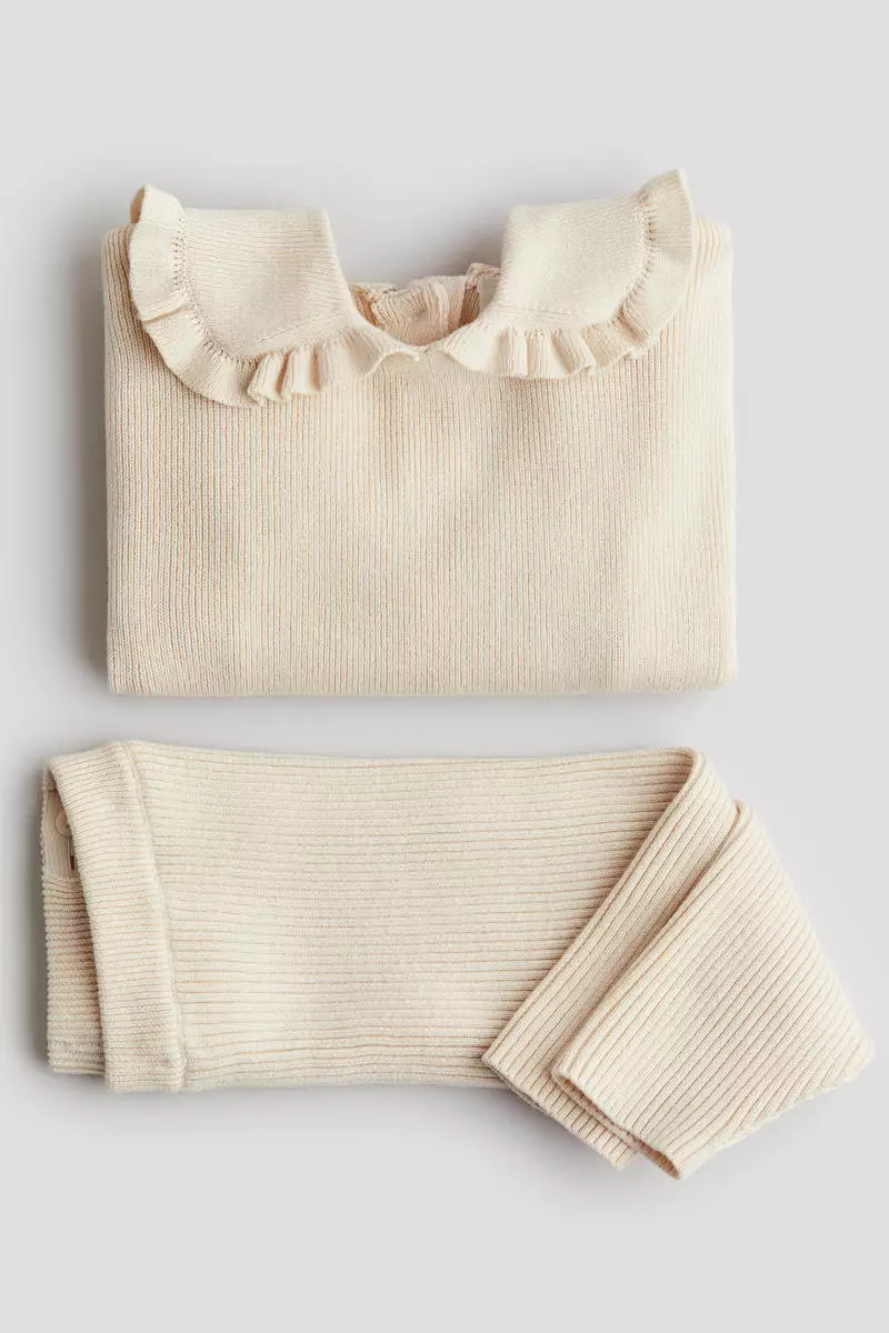 2-piece rib-knit cotton set