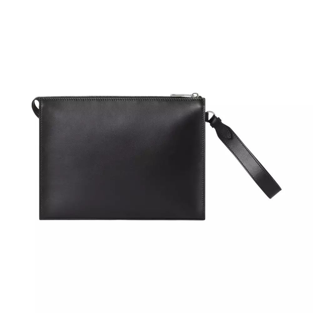 FF Squared Leather and Canvas Clutch Black