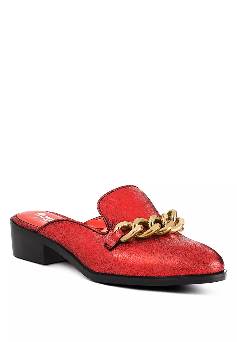 Red sale mule flats