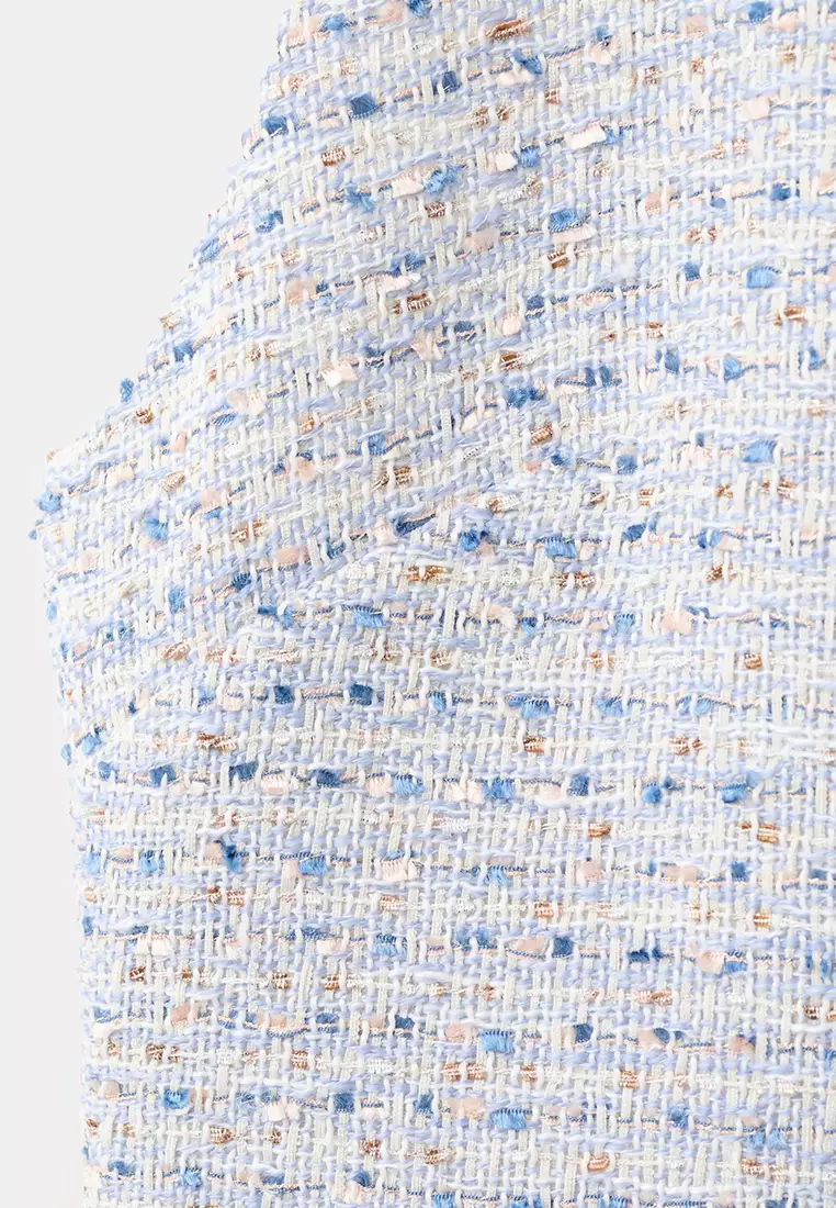 Tweed Dress With Bejewelled Collar