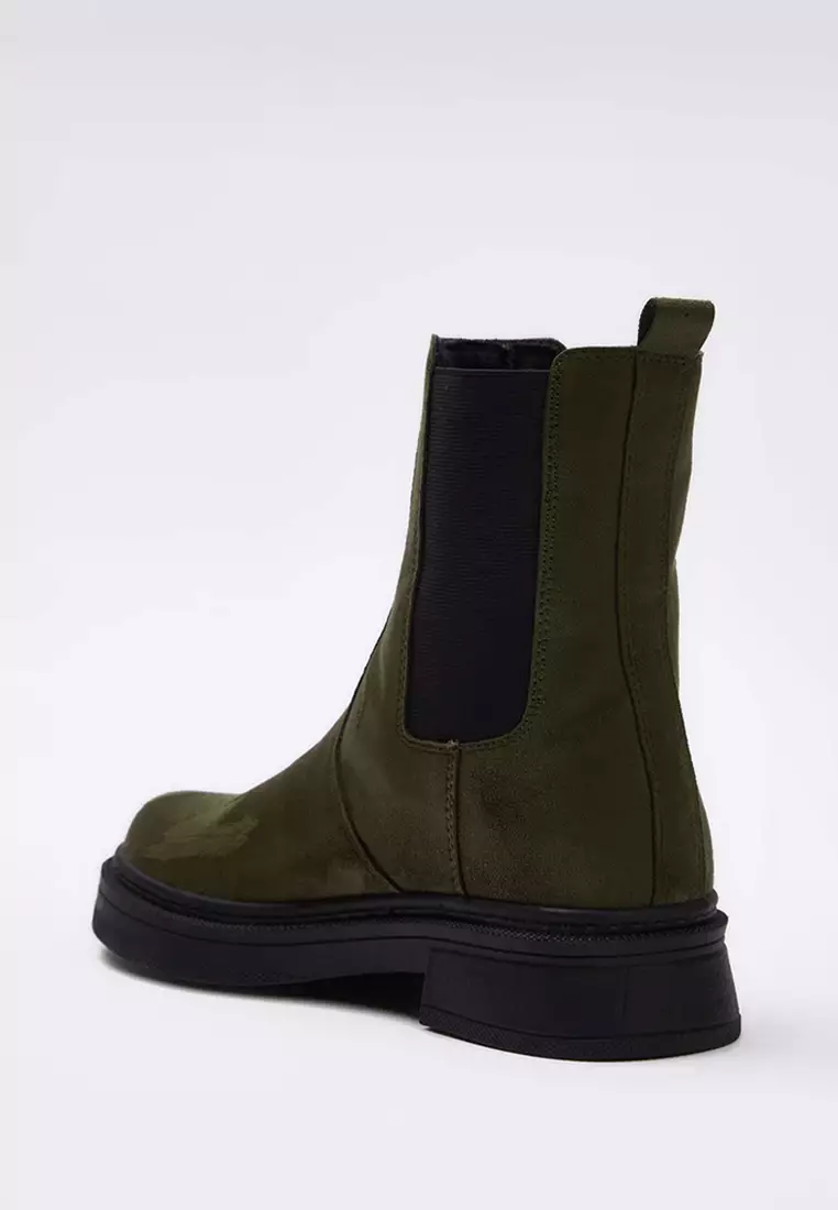 Khaki Suede Flat Sole Chealsea Women'S Boots Takaw26Bo00085