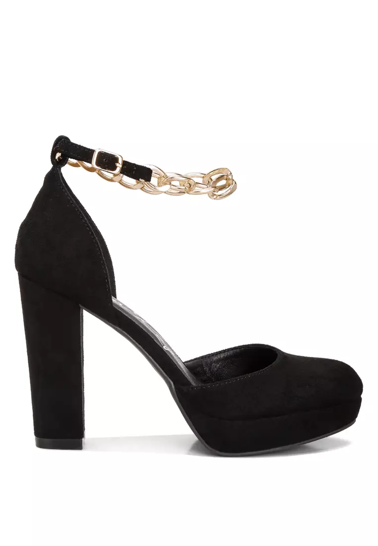Discount on London Rag  shoes - SKU: Black Ankle Strap Platform Heel Sandals