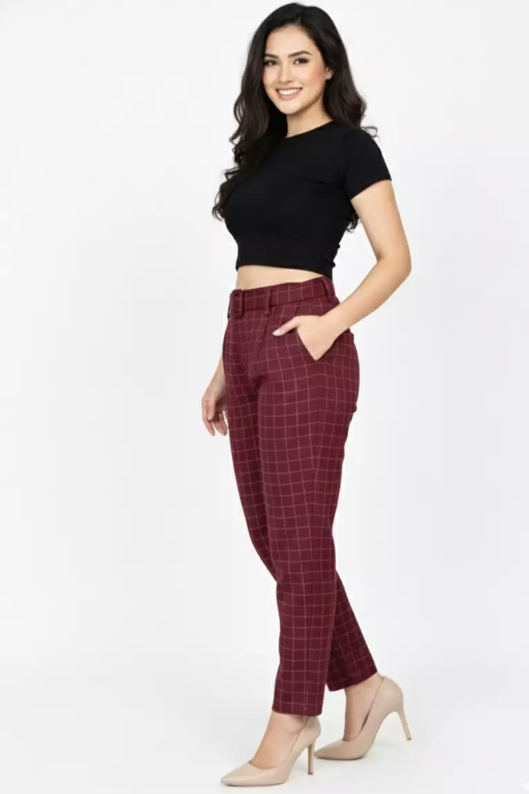 Celana Panjang Wanita Yura Checkred Pants
