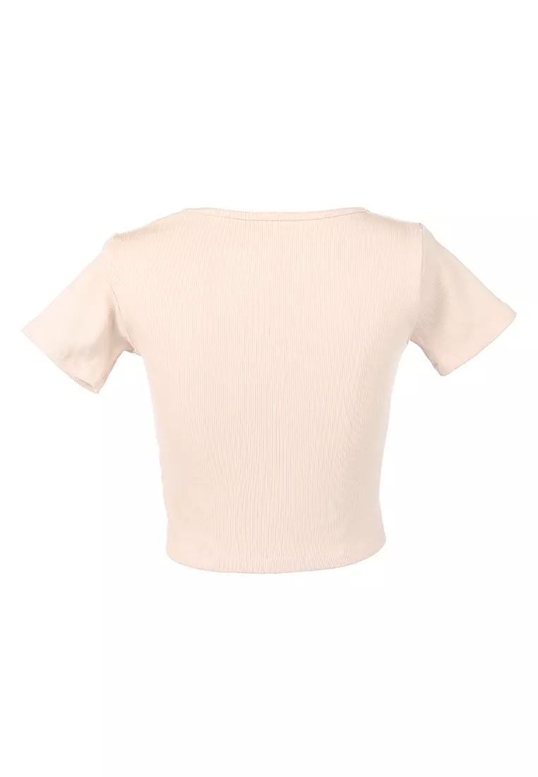 Crop Top Detail Serut Zaitun