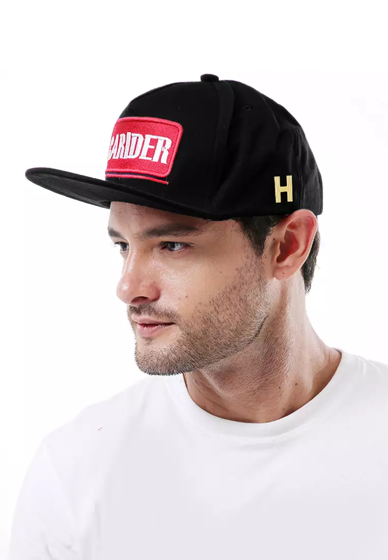 Yuma Topi Snapback Pria Motif Carider Adjustable Strap Material Raffel ORIGINAL - Black