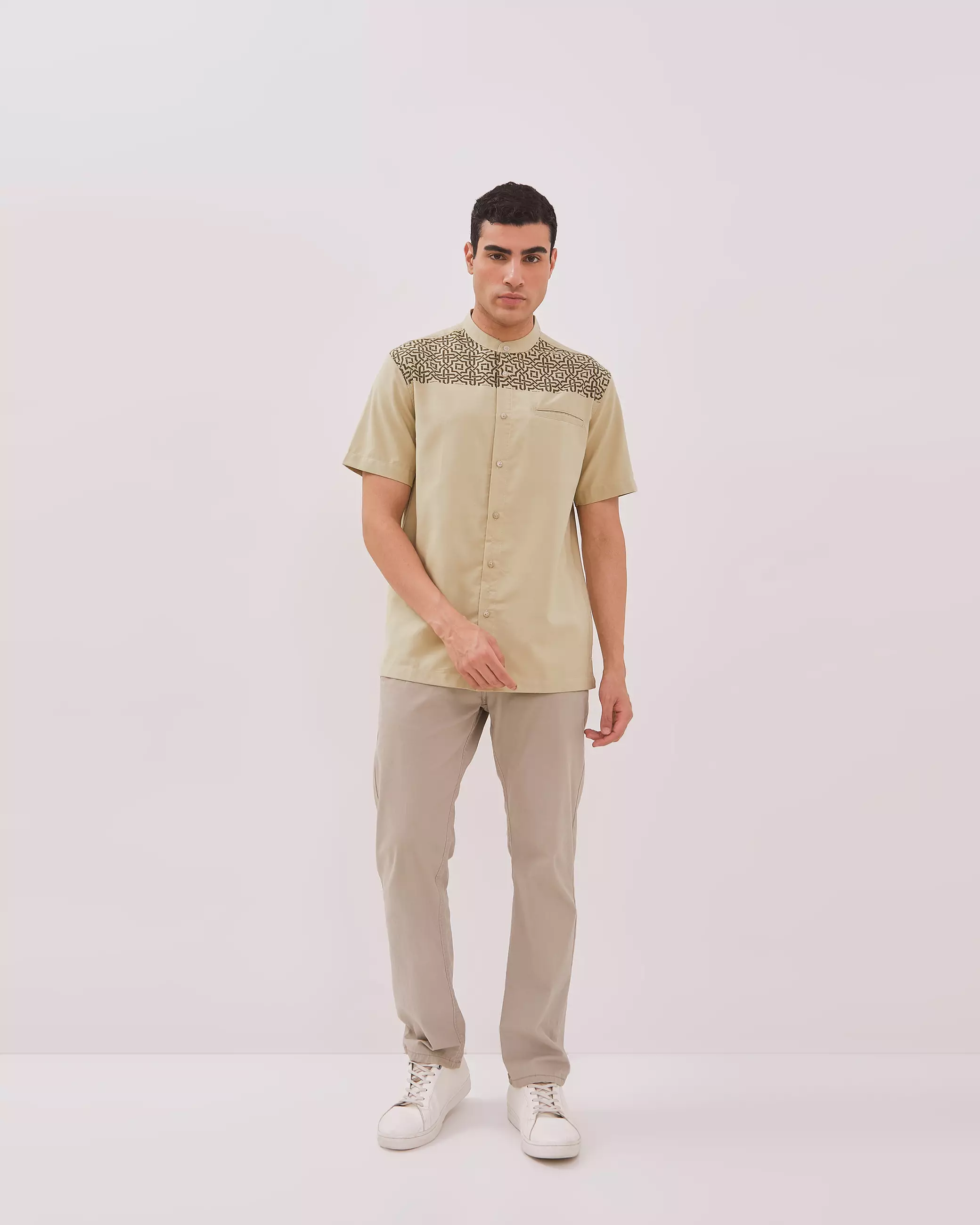 AMK Kemeja Koko Pria Lengan Pendek KK BB Ammar Ss Khaki