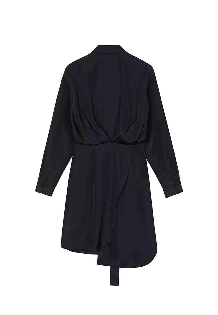 Plain Weave X-Line Loose Everyday Casual Long Sleeve Dress