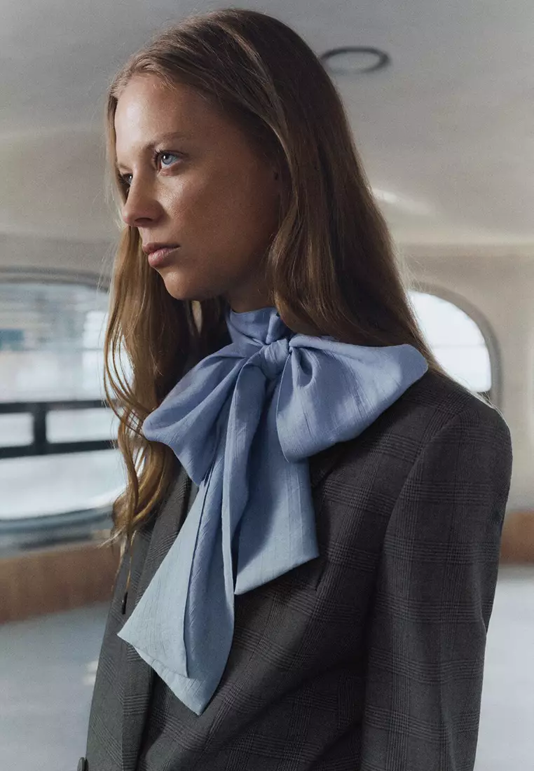 Textured Blouse With Foulard