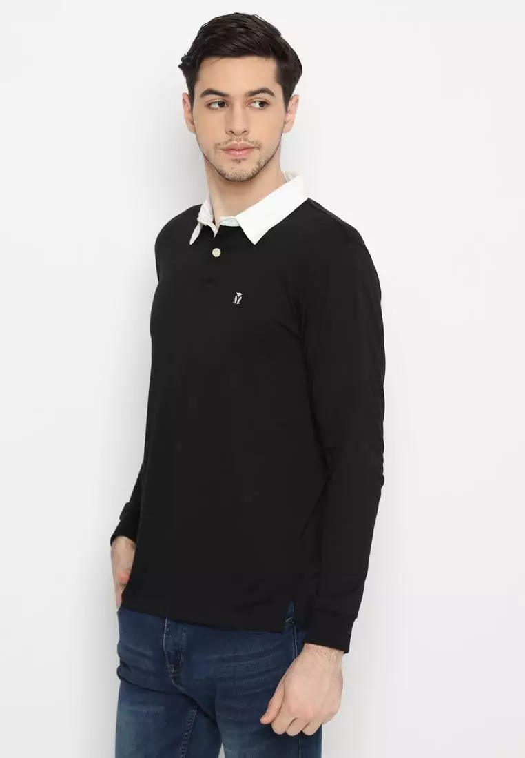 Matsuda Kaos Rugby Polo Shirt Pria Lengan Panjang Fujidera