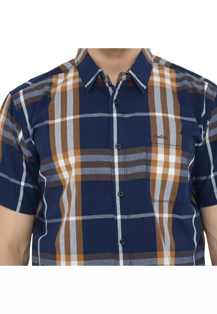 POLICE Kemeja Yarndyed Kotak Regular Fit Pria