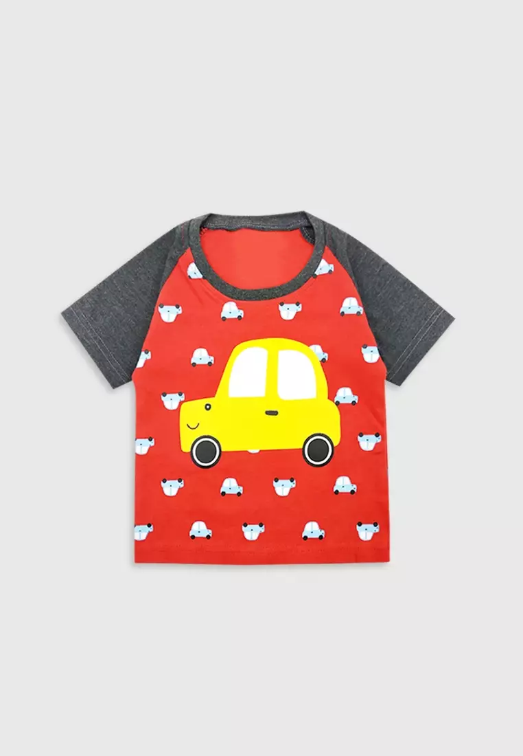 Wakakids Setelan Bayi Anak Laki Laki Motif Car Merah