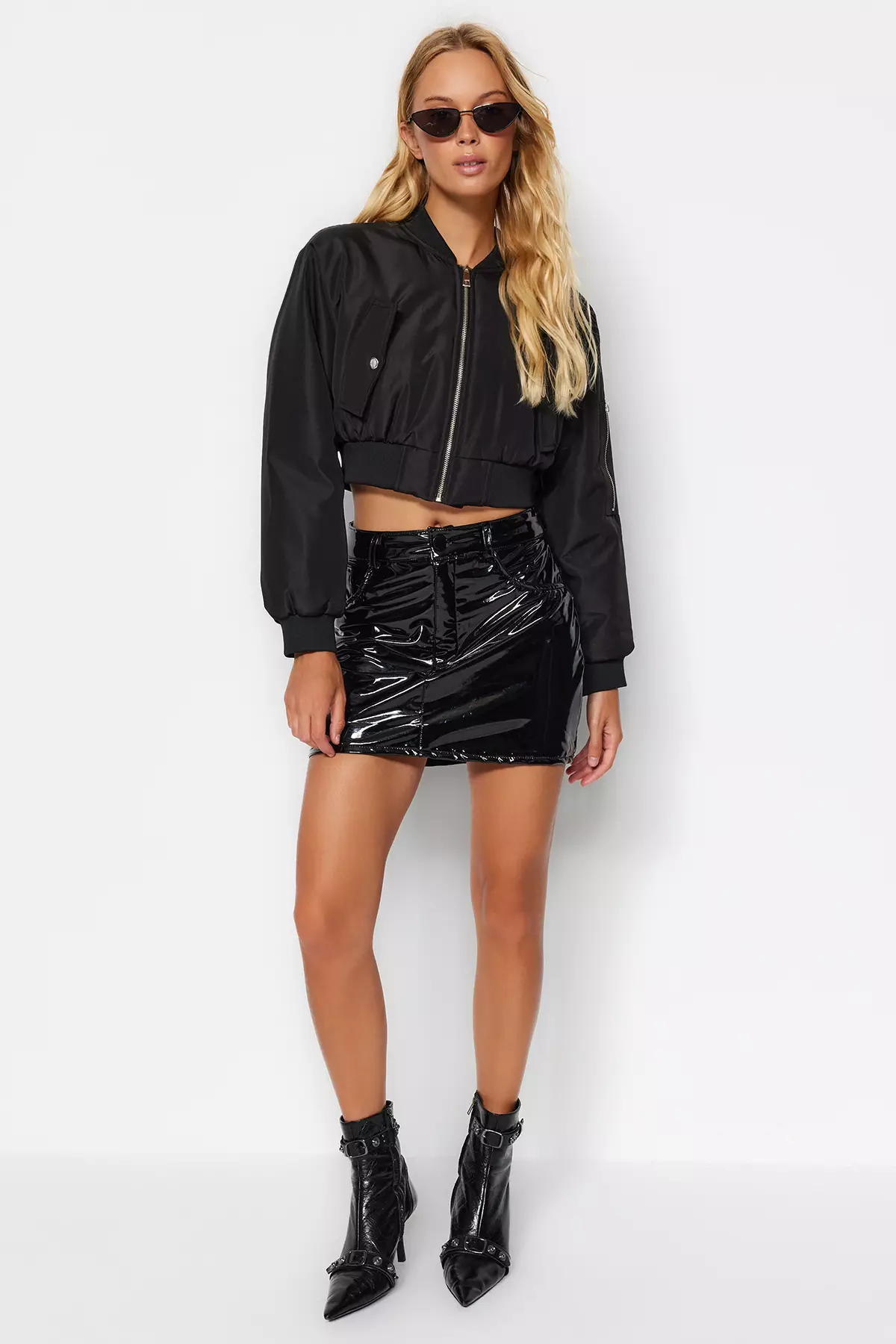 Shiny Faux Leather Skirt