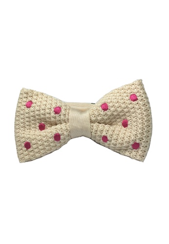 Splice Cufflinks white Webbed Series Bright Pink Polka Dots White Knitted Bow Tie SP744AC16UAHSG_1
