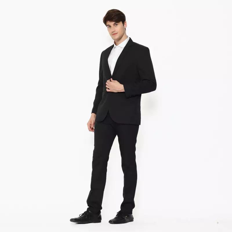 Lawell Jas Pria Formal Modern Fit – Kancing Satu Warna Hitam | Bradford