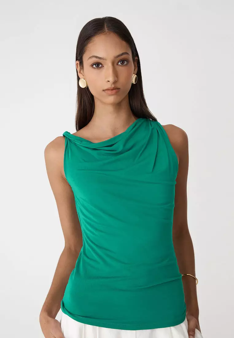 Cici Bamboo Twist Shoulder Top