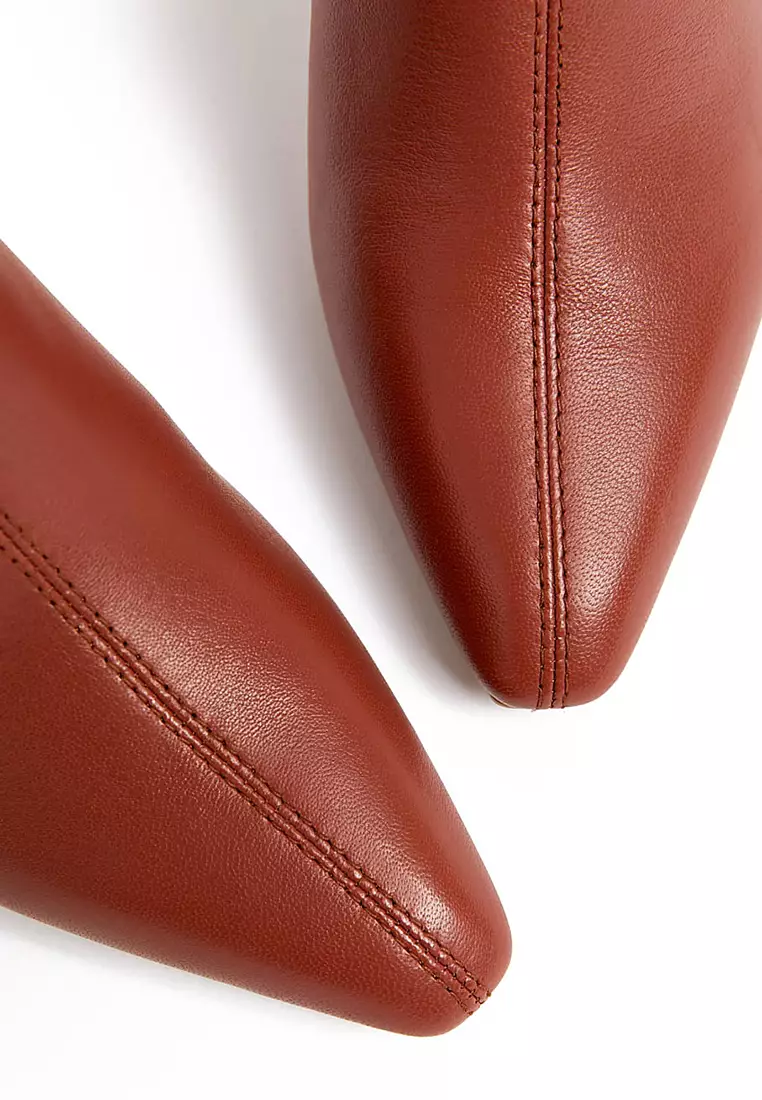 Leather Statement Heel Pointed Mules