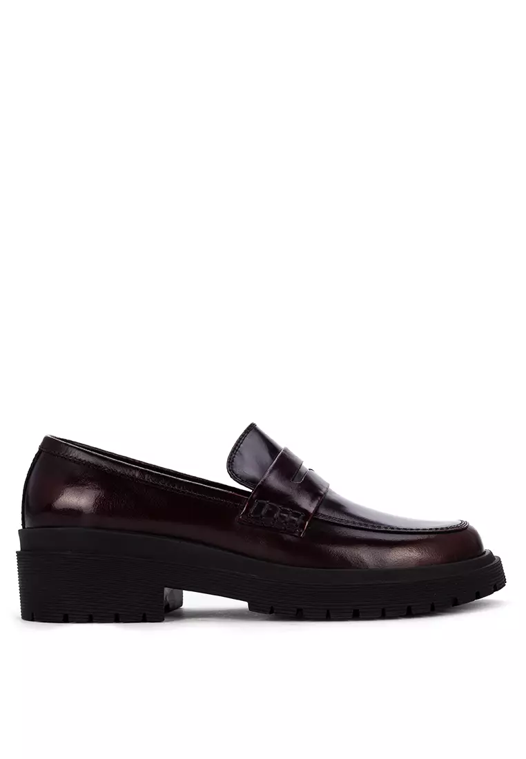 Athena Maroon Penny Loafers