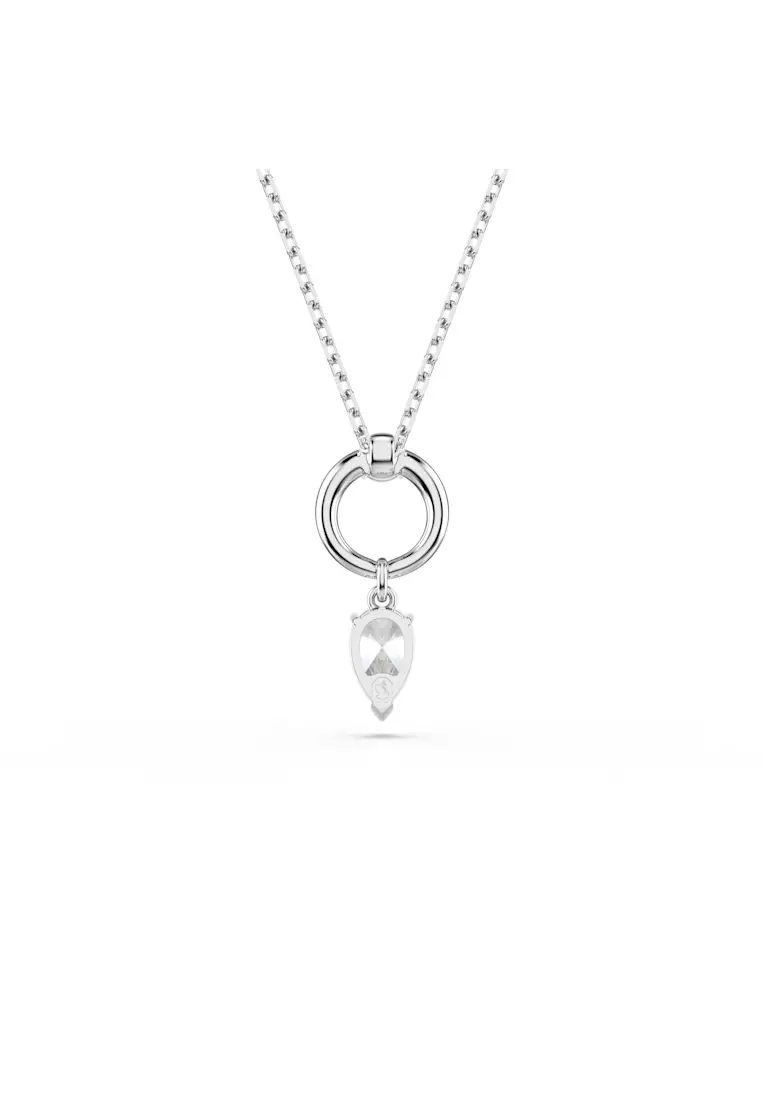 Mesmera pendant, Pear cut, White, Rhodium plated