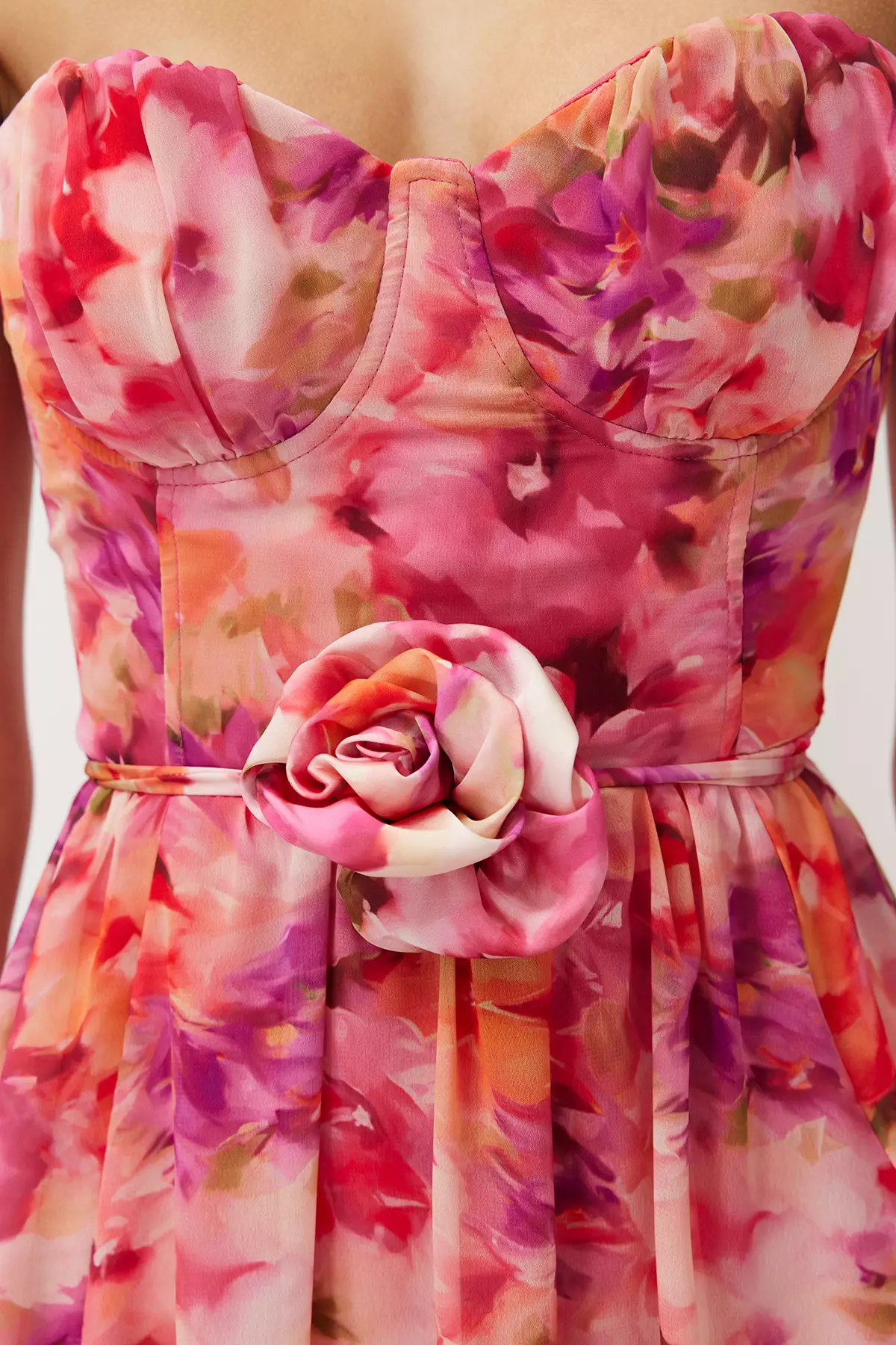 A-Line Rose Detailed Woven Dress