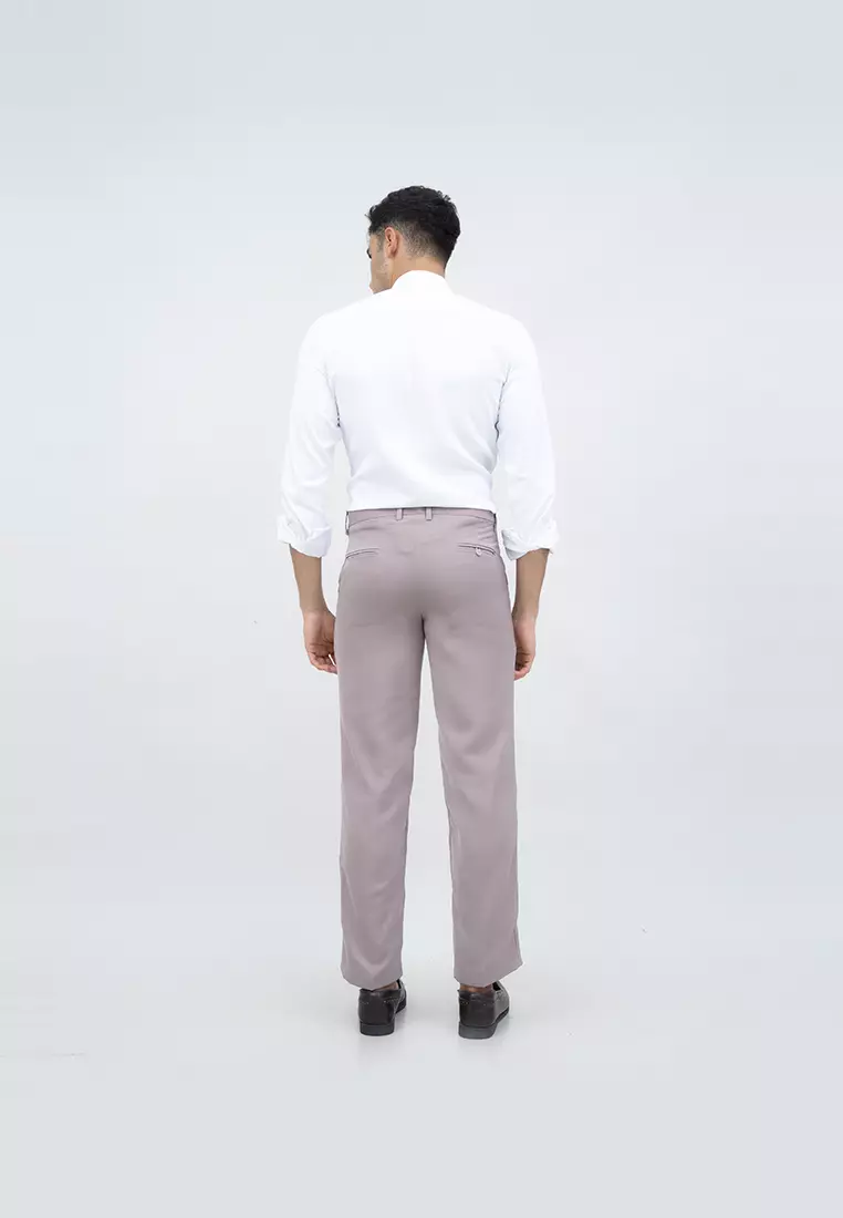 Celana bahan kerja reguler panjang formal lurus (BUKAN SLIM FIT) krim