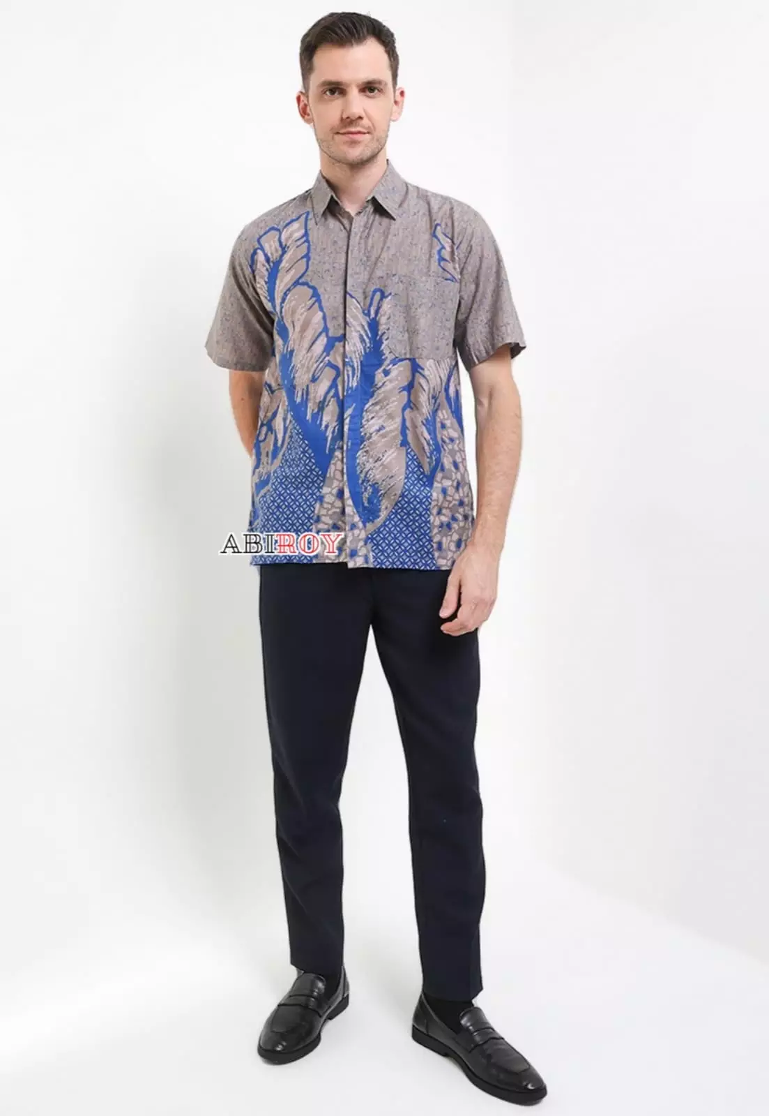 Wulundra Blu  Kemeja Batik Pria Premium Slimfit Lengan Pendek NLN