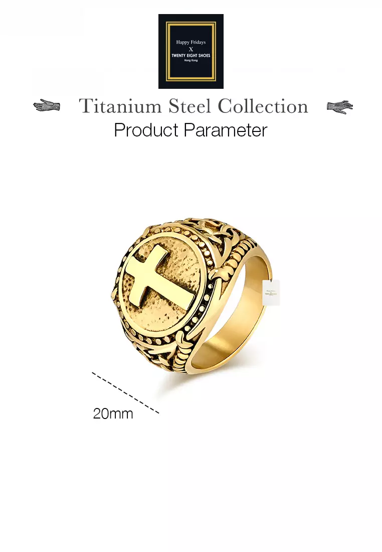 nff☆bold cross ring Valily Lorraine Cross Ring Gold/Silver/Titanium Stainless