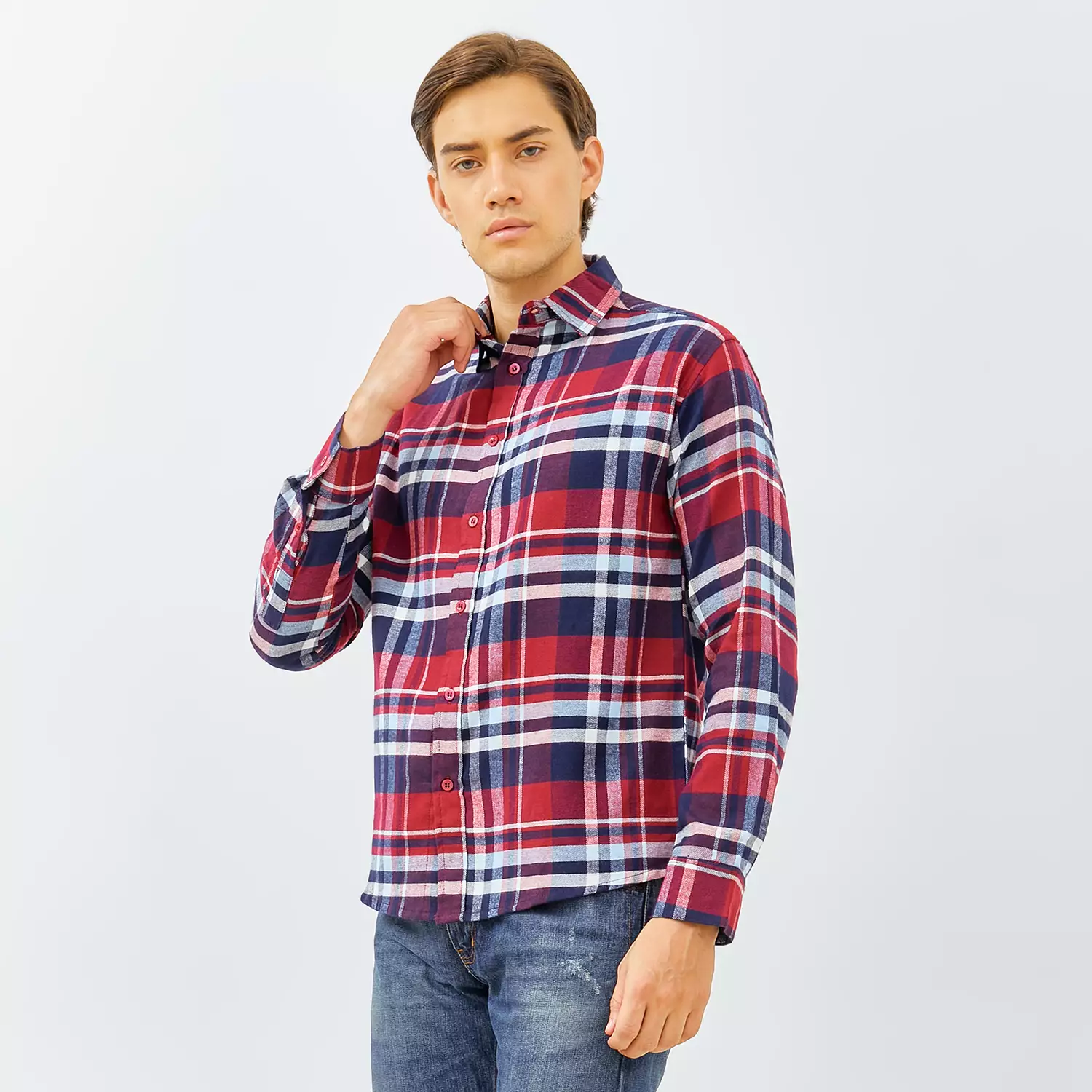 PAULMAY Kemeja Flanel Pria Lengan Panjang  Merah 6716