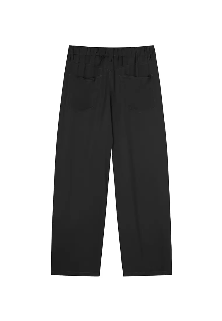 Curled extra-long trousers