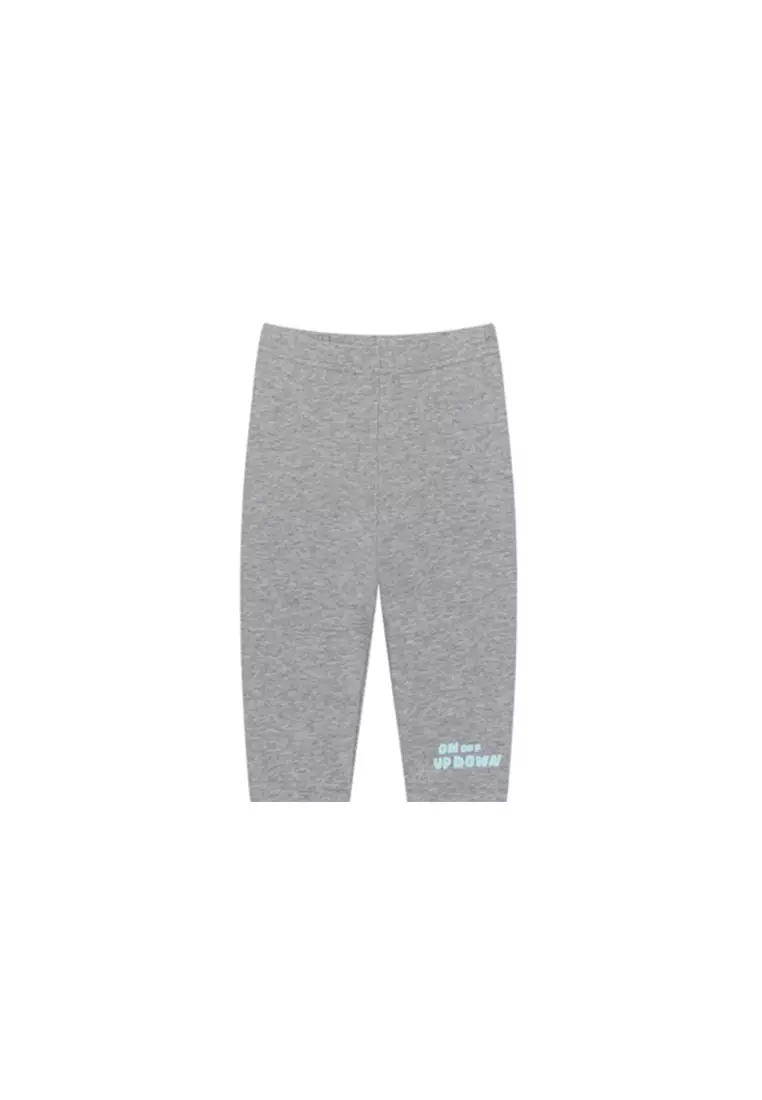 女童打底裤简约下脚口印花设计七分裤