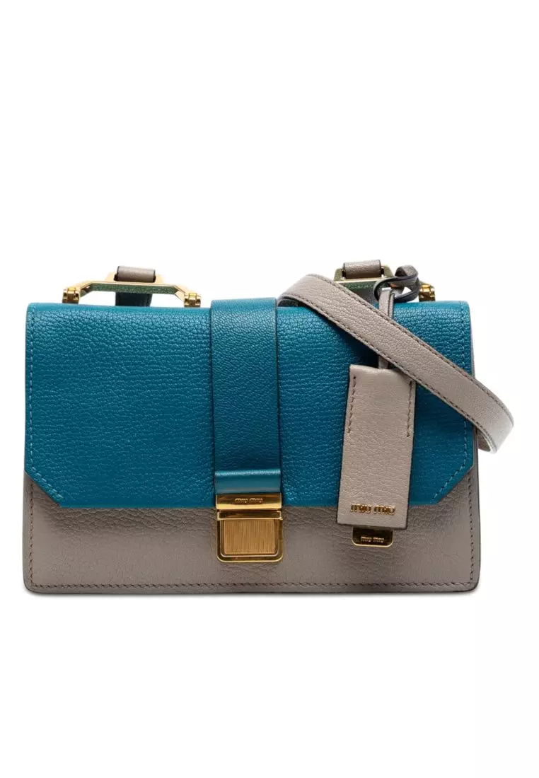 Miu Miu Pre-Loved Miu Miu Bicolor Goatskin Madras Crossbody 2026