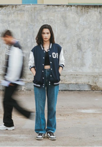 Jual Oxford Society Oxford Society Leeds Navy Varsity Jacket ...