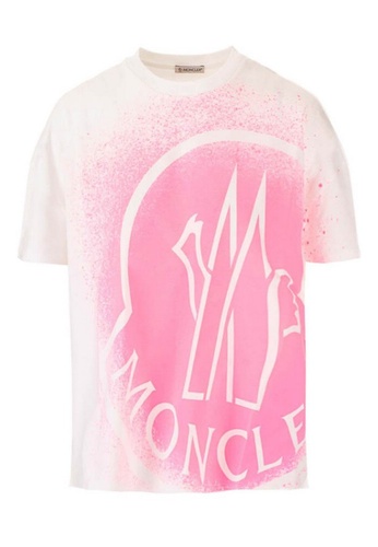 MONCLER white Moncler Gradient Logo T-Shirt in White,Pink 74503AAB052629GS_1
