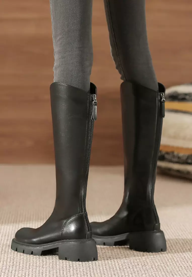 VANSA Simple Round Toe Platform High Boots VSW-B686106