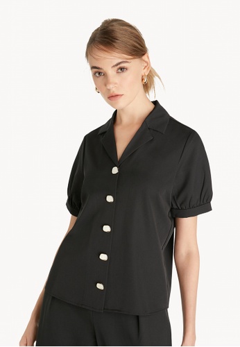 Buy Pomelo Puff Sleeve Buttoned Shirt Black Online Zalora Malaysia,Halloween Nails 2020 Black And Purple