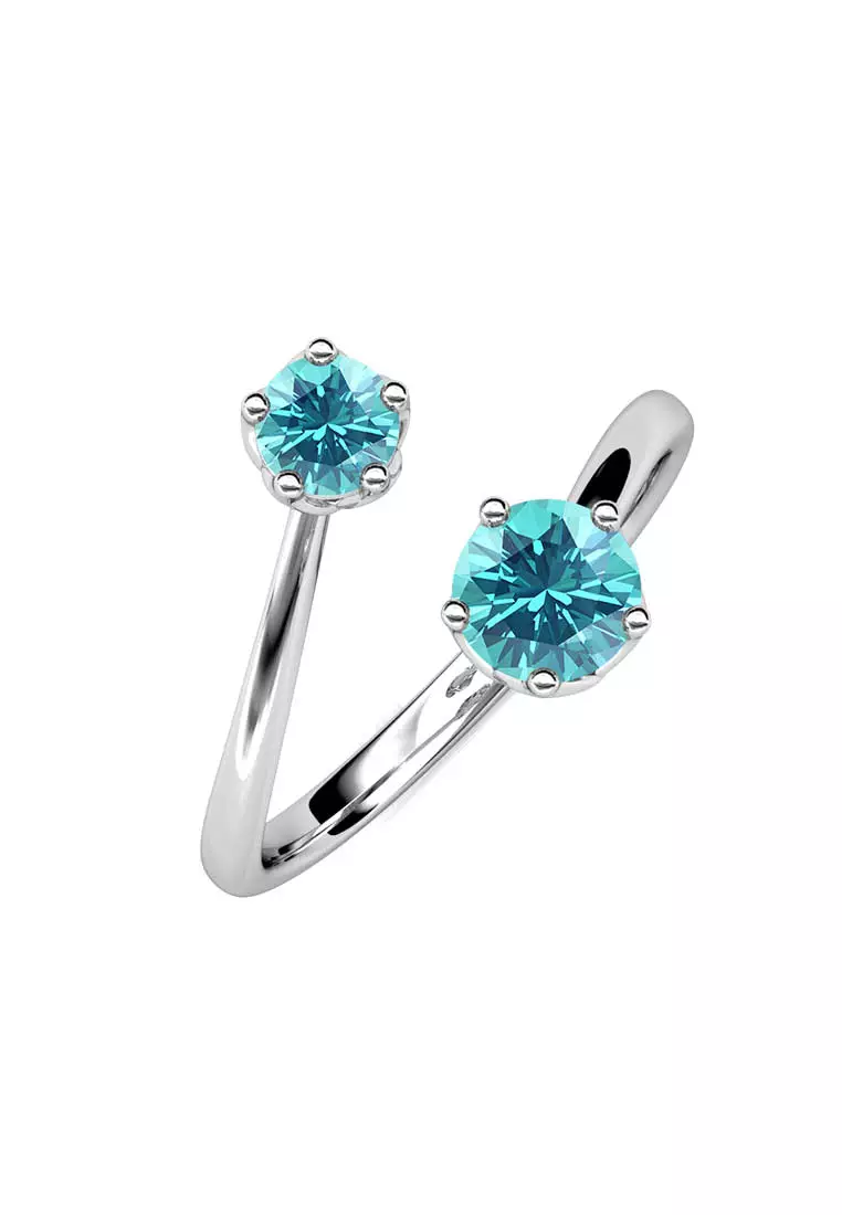 Birth Stone Ring March Aquamarine WG - Cincin Crystal by Her Jewellery