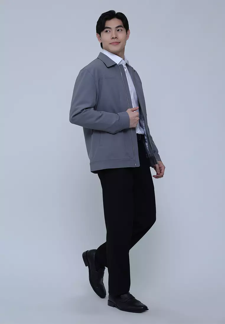 Solid Basic Nylon Collar Jacket