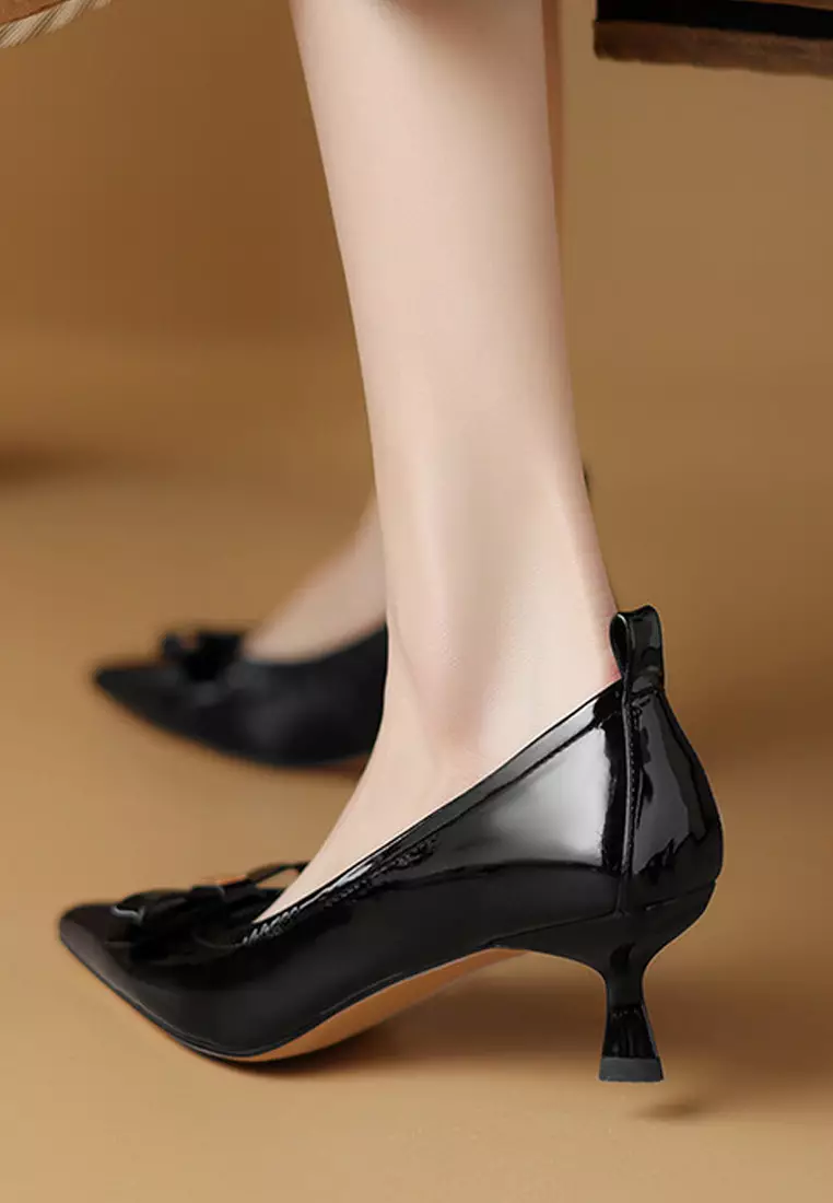 Black Patent Leather Black Leather Court Shoes Mid Heel John Lewis - Main Image