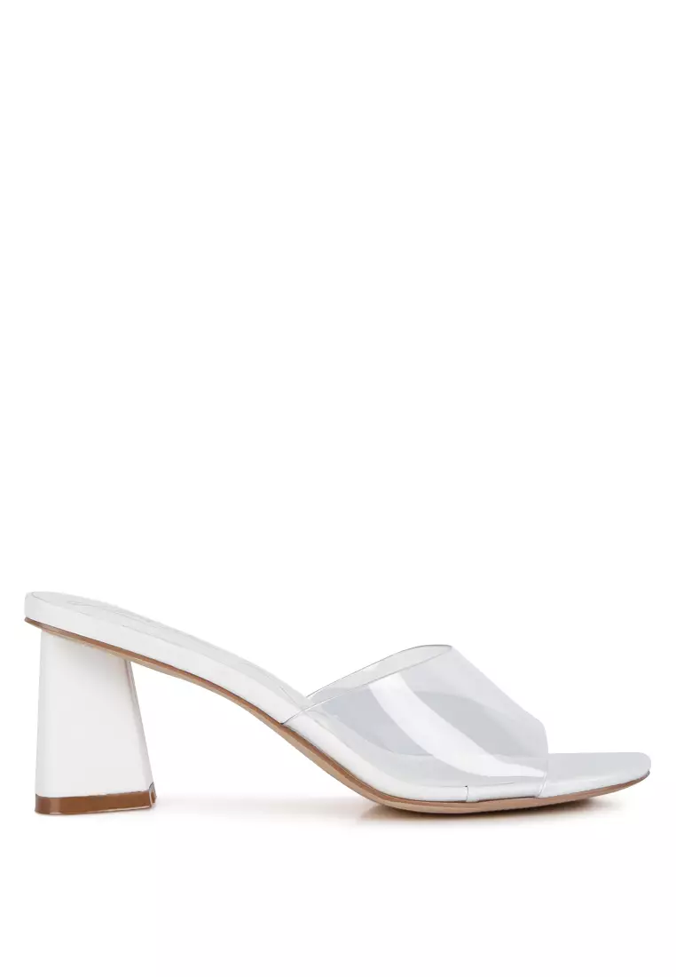 Clear strap hot sale mid heels