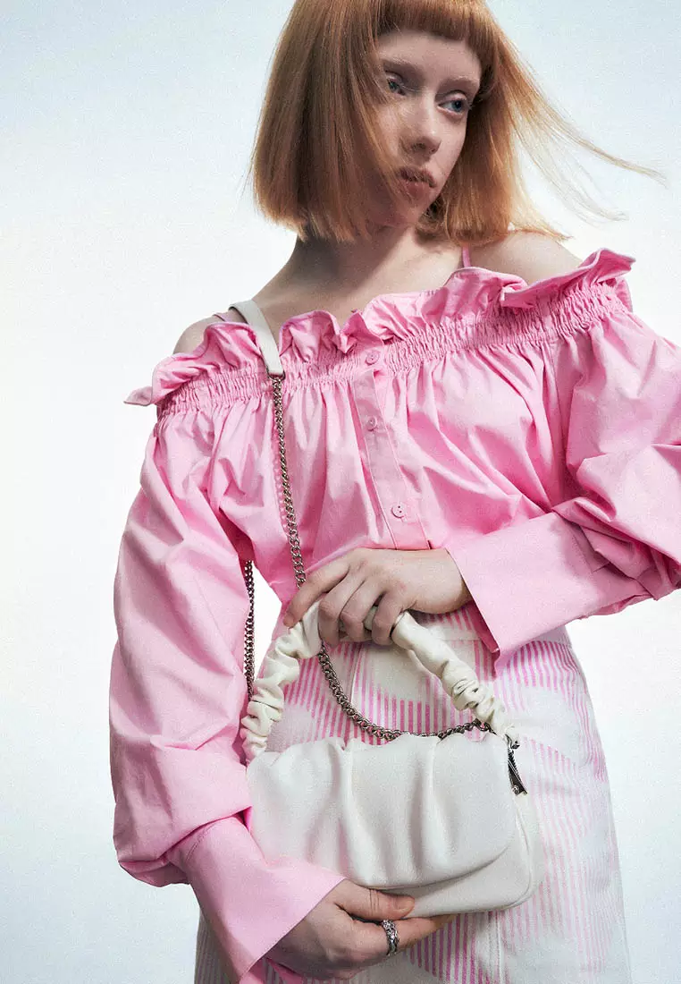 Frill Trim Off-Shoulder Shirt