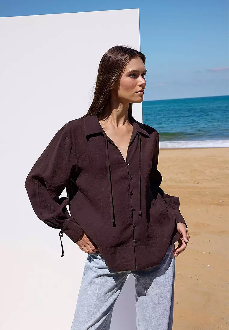 Tie Detail Oversize Shirt