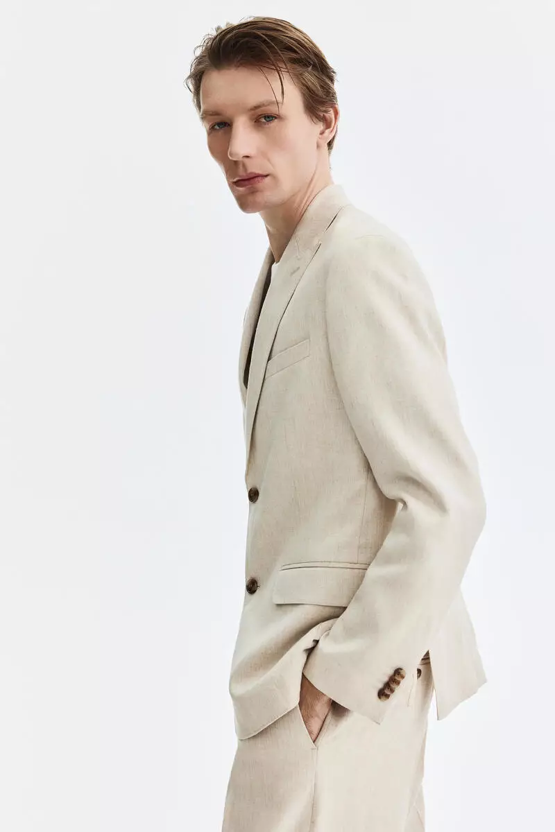 Regular Fit Linen-blend jacket