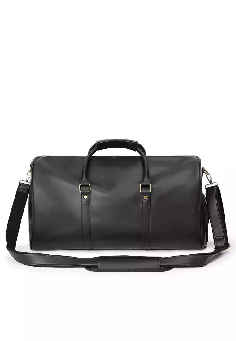 Mens black clearance leather overnight bag