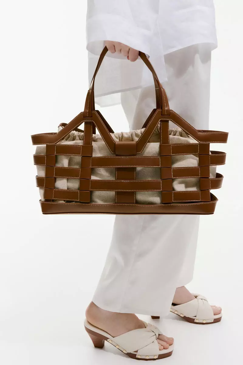 Large drawstring-detail tote bag